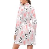 Cute panda ballon heart pattern Women's Long Sleeve Belted Night Robe