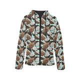 Coconut Pattern Print Design 03 Women's Padded Hooded Jacket