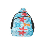 Blue red orange starfish pattern All Over Print Chest Bag