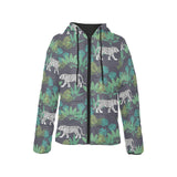 white bengal tigers tropical plant Women's Padded Hooded Jacket