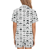 Mustache Beard Pattern Print Design 04 Women's V-Neck Short Pajama Set