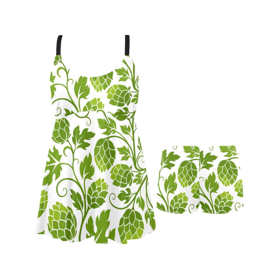 Hop design pattern Chest Sexy Pleated Two Piece Swim Dress