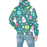 Snowman bird decorative elements christmas pattern Men's Padded Hooded Jacket