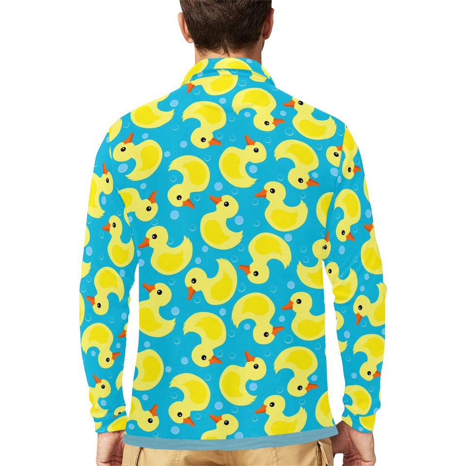 Duck Pattern Print Design 04 Men's Long Sleeve Polo Shirt
