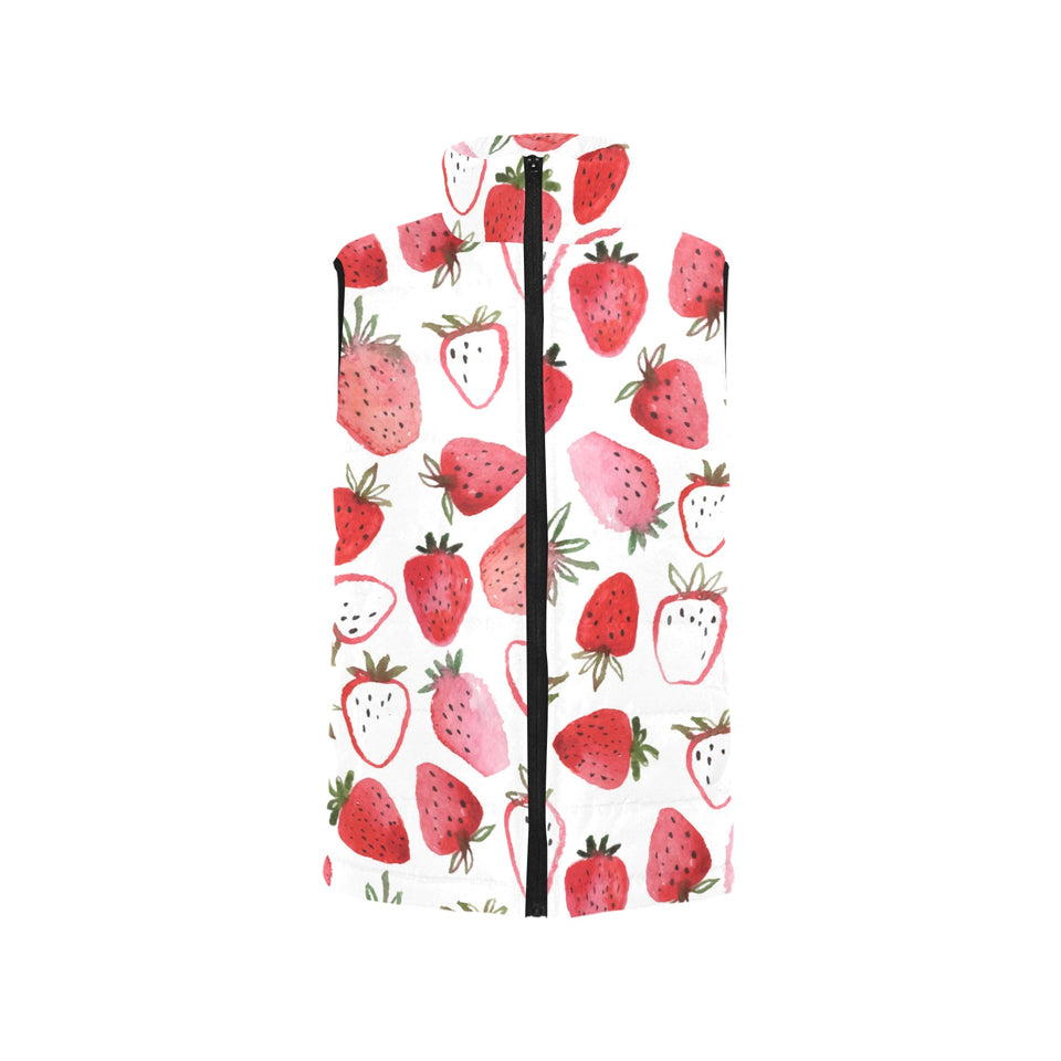 watercolor hand drawn beautiful strawberry pattern Women's Padded Vest