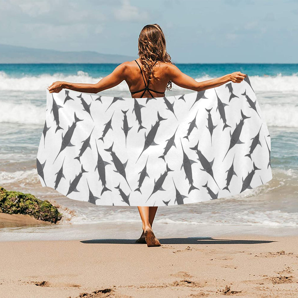 Swordfish Pattern Print Design 04 Beach Towel