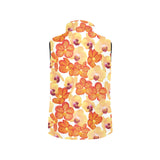 Orange yellow orchid flower pattern background Women's Padded Vest