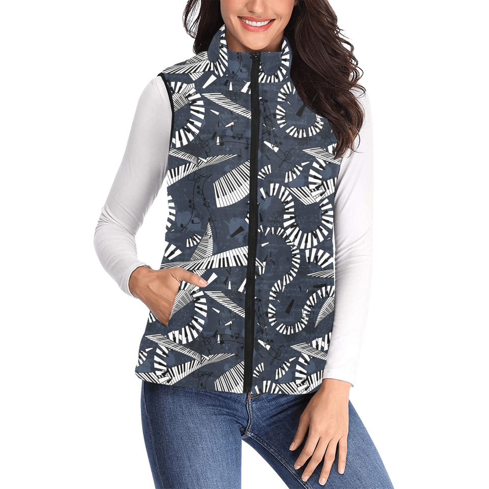 Piano Pattern Print Design 02 Women's Padded Vest