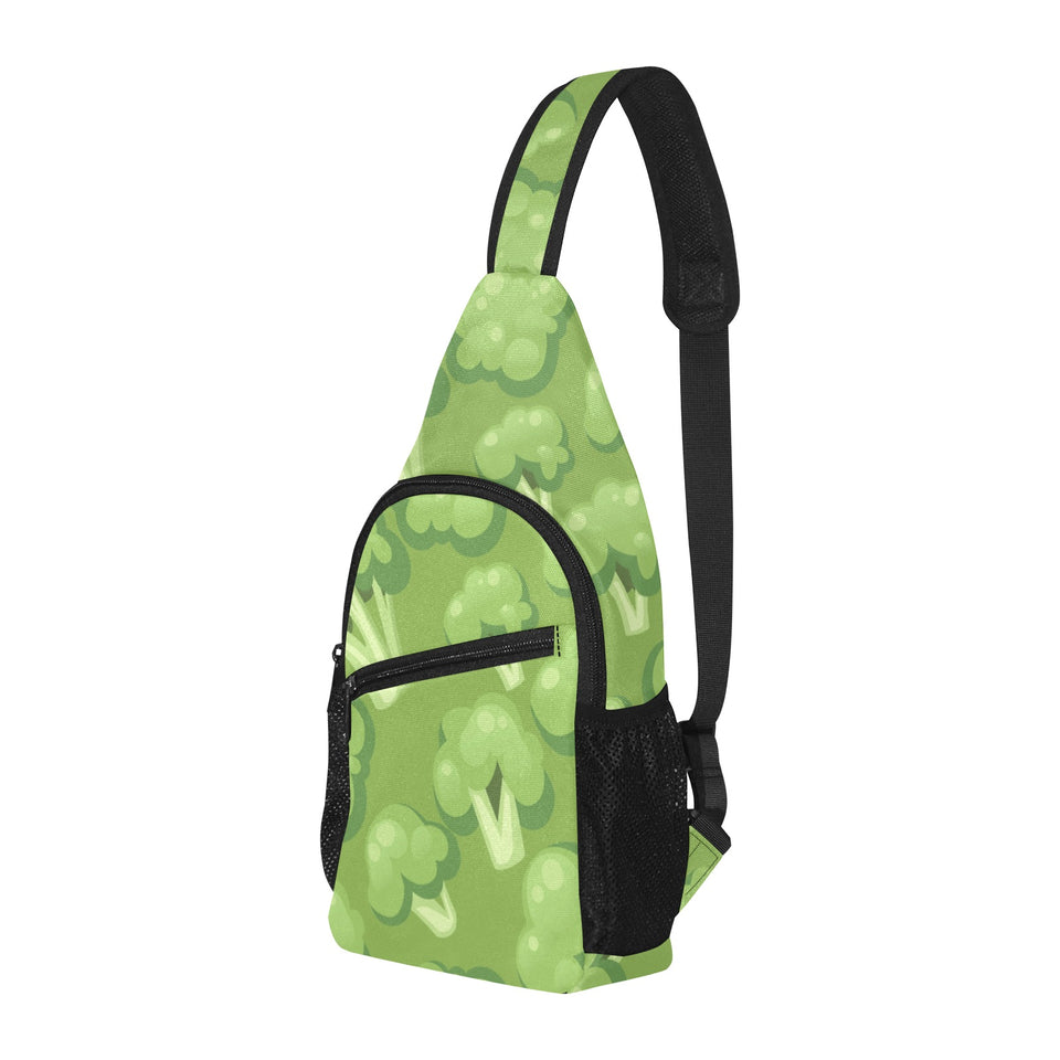 Broccoli pattern green background All Over Print Chest Bag