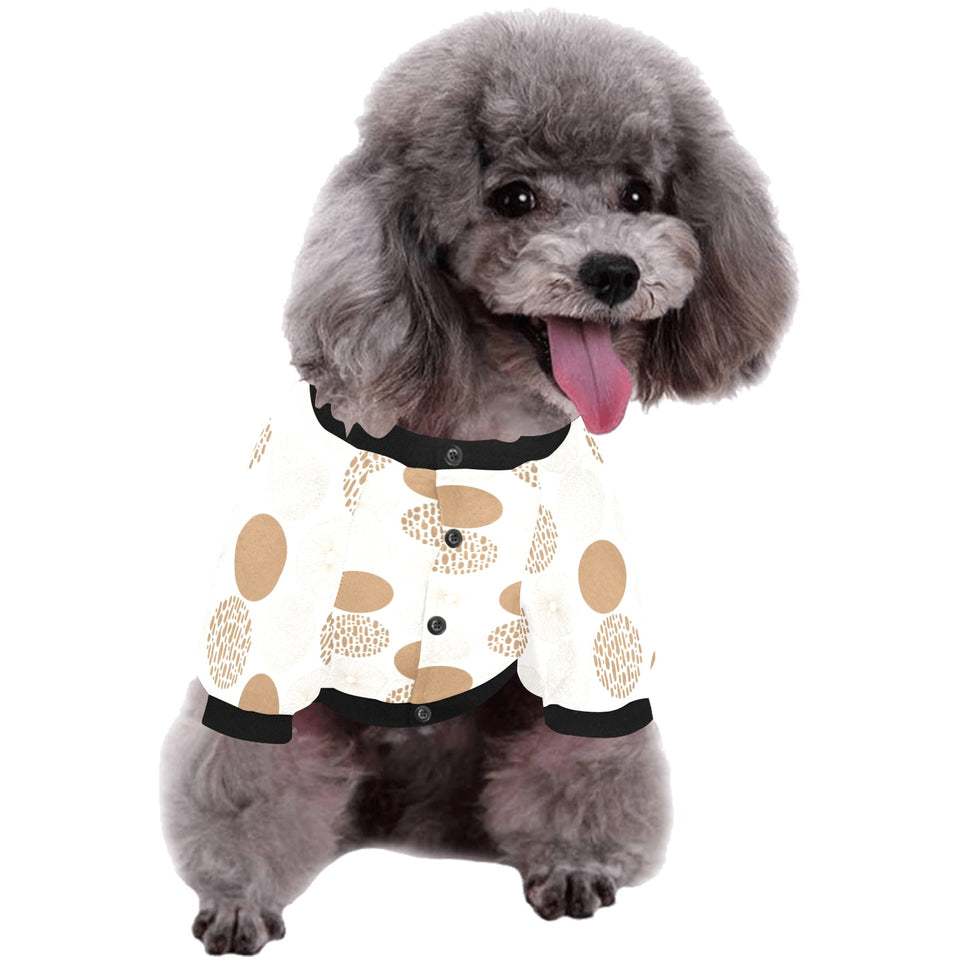 Gold Texture mushroom pattern All Over Print Pet Dog Round Neck Fuzzy Shirt