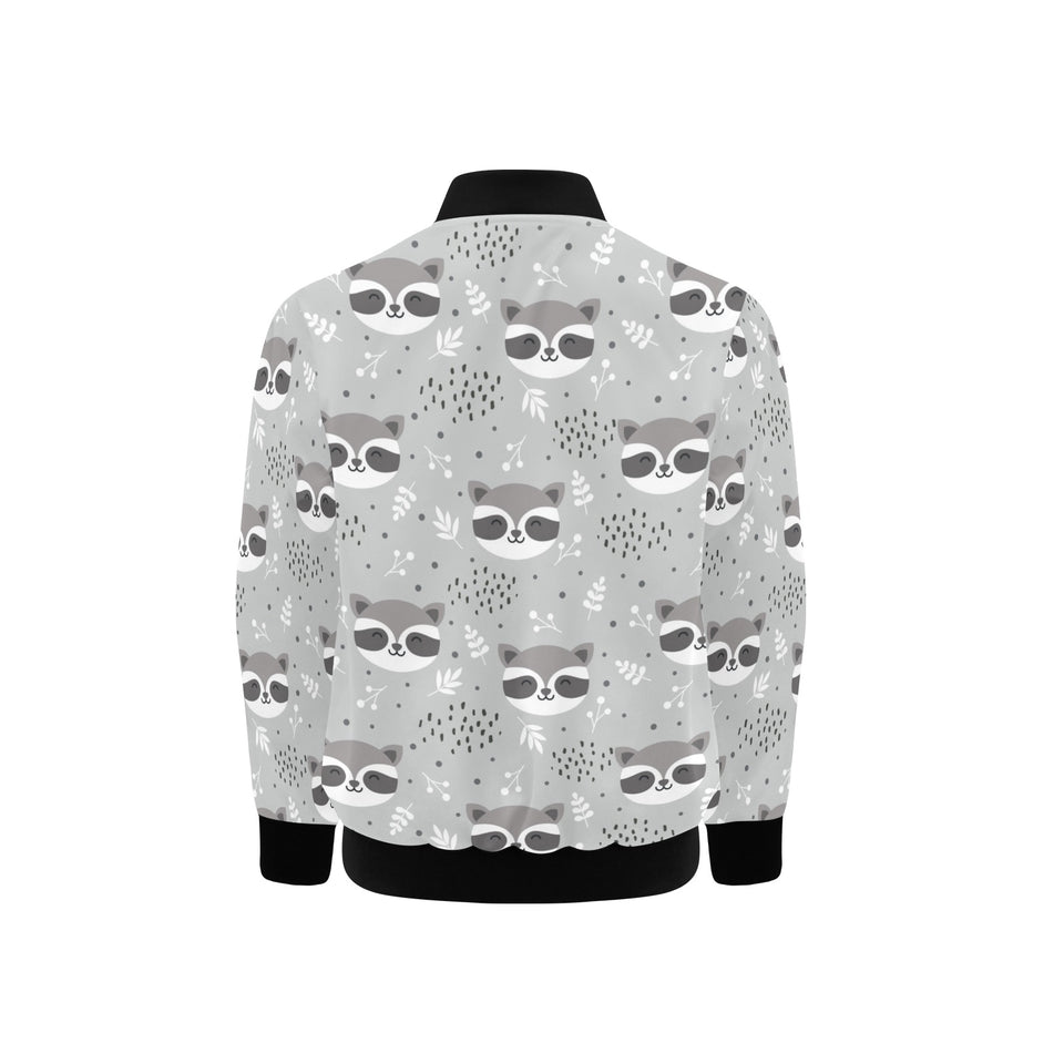 Cute raccoons leaves dot Kids' Boys' Girls' Bomber Jacket