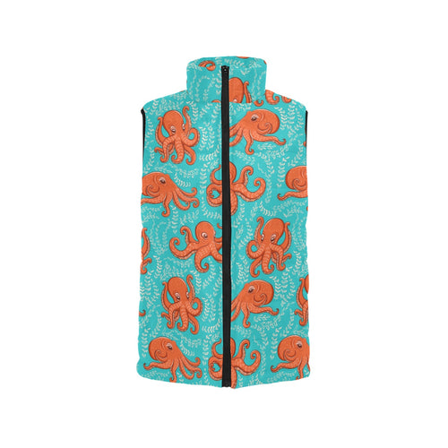 Octopus turquoise background Men's Padded Vest