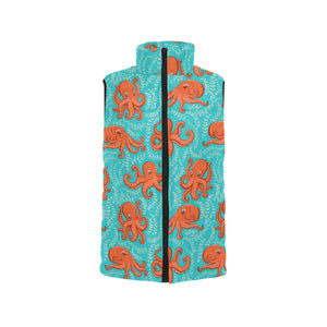 Octopus turquoise background Men's Padded Vest