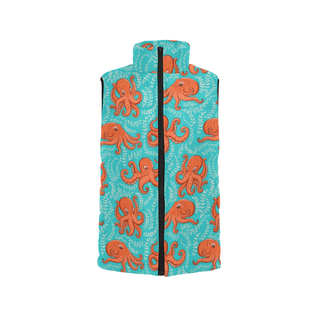 Octopus turquoise background Men's Padded Vest