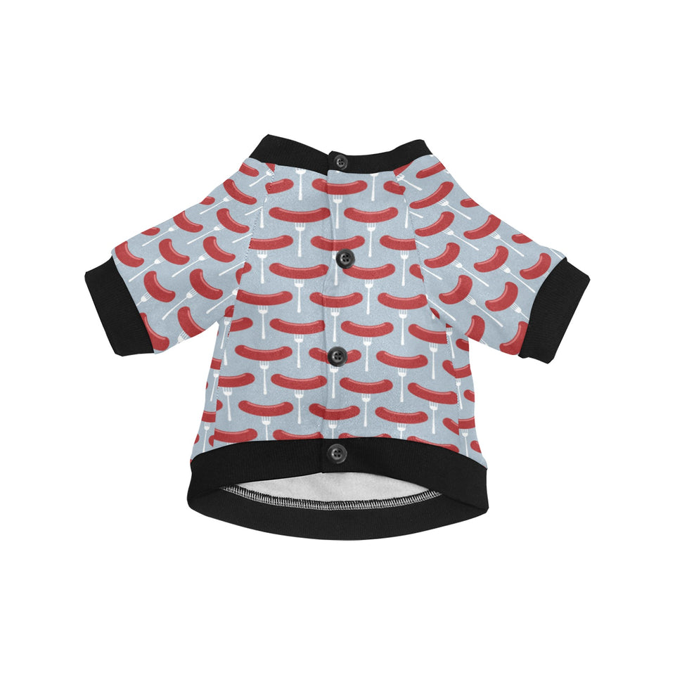 Sausage Pattern Print Design 02 All Over Print Pet Dog Round Neck Fuzzy Shirt