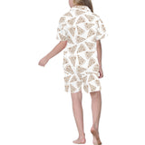 Hand drawn pizza pattern Kids' Boys' Girls' V-Neck Short Pajama Set