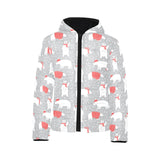 Cute polar bear christmas snow pattern Kids' Boys' Girls' Padded Hooded Jacket