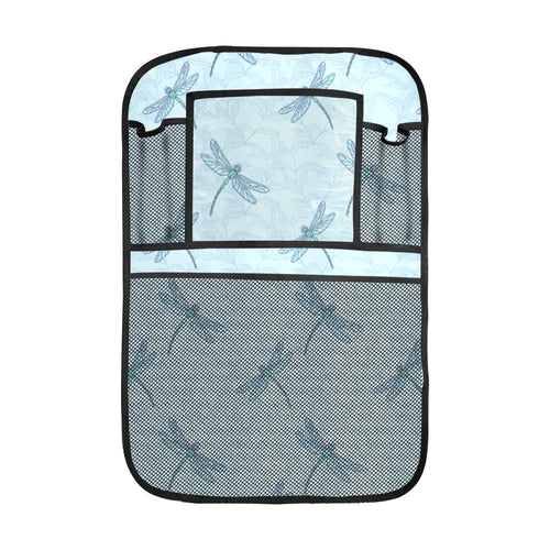 Dragonfly pattern blue background Car Seat Back Organizer
