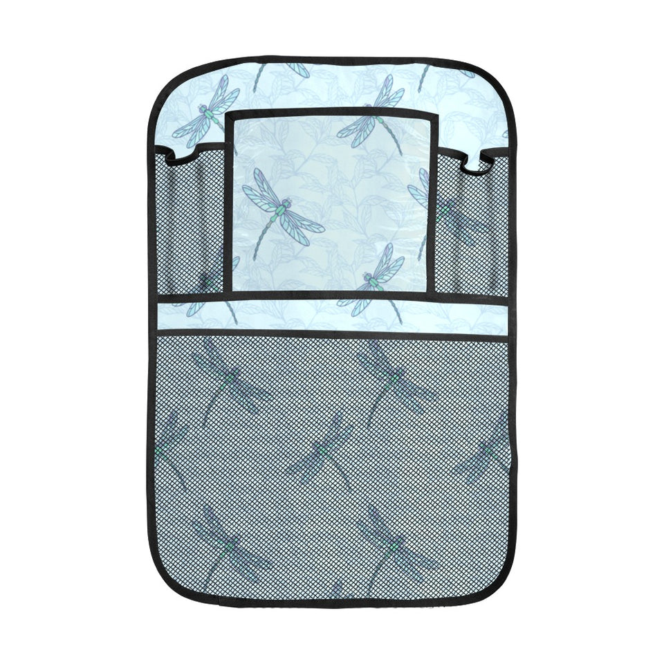 Dragonfly pattern blue background Car Seat Back Organizer