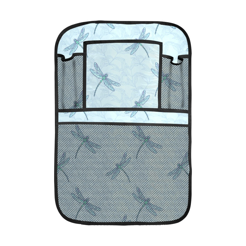 Dragonfly pattern blue background Car Seat Back Organizer