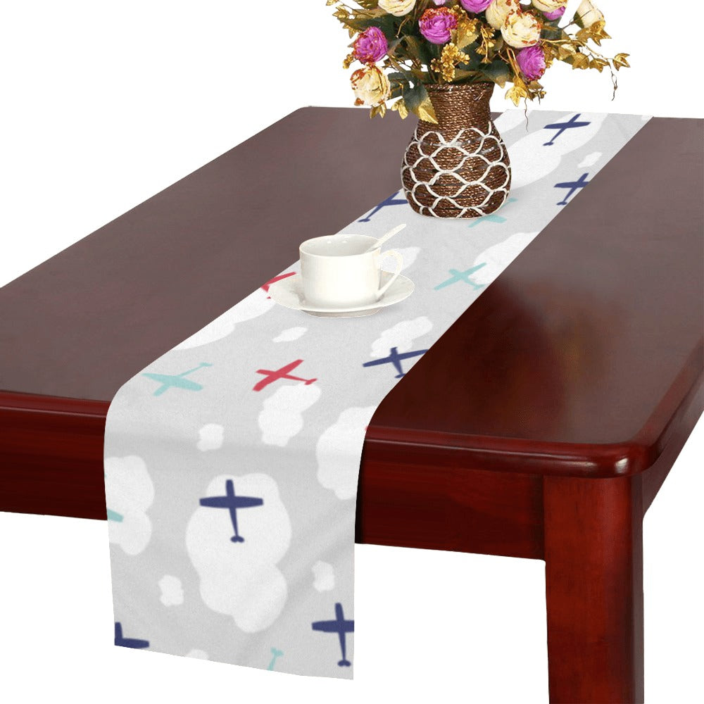 Airplane cloud grey background Table Runner