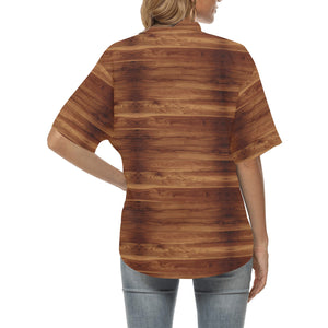 Wood Printed Pattern Print Design 04 Women's All Over Print Hawaiian Shirt