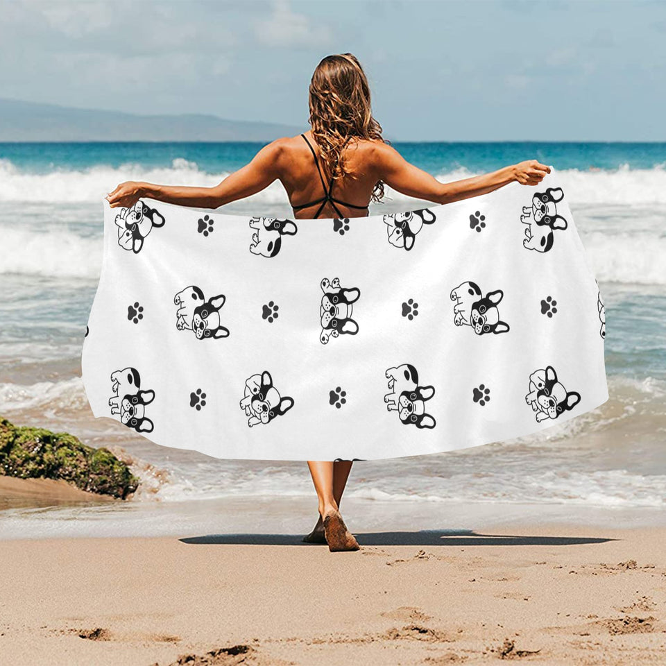 Cute french bulldog paw pattern Beach Towel