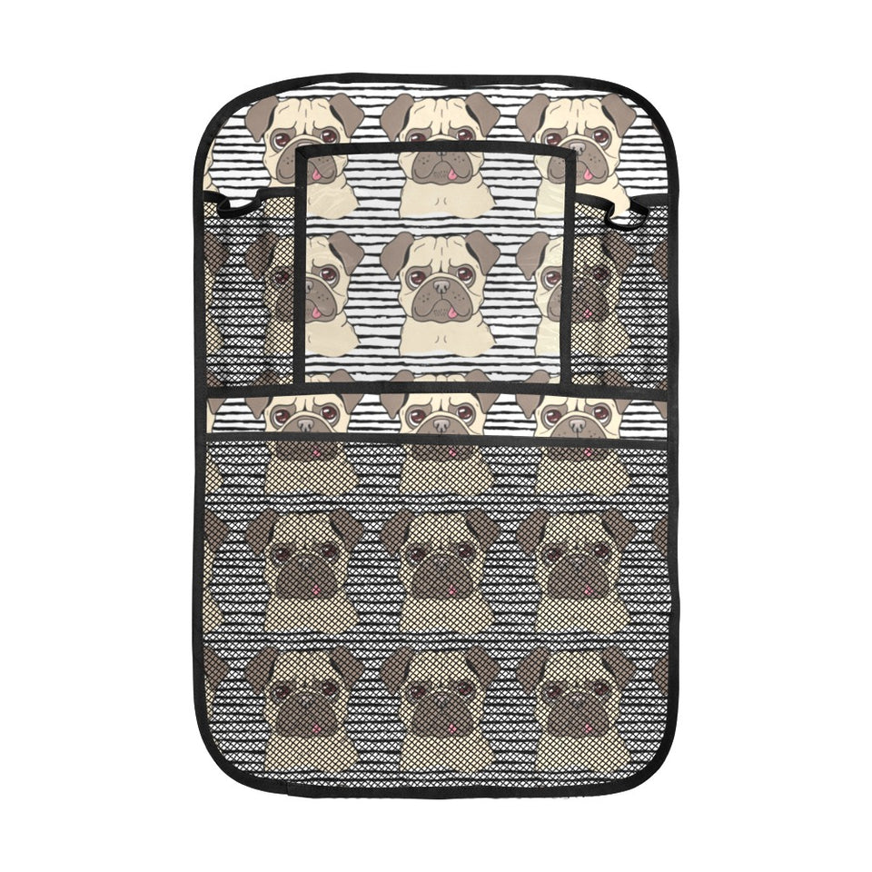 Happy pug pattern Car Seat Back Organizer