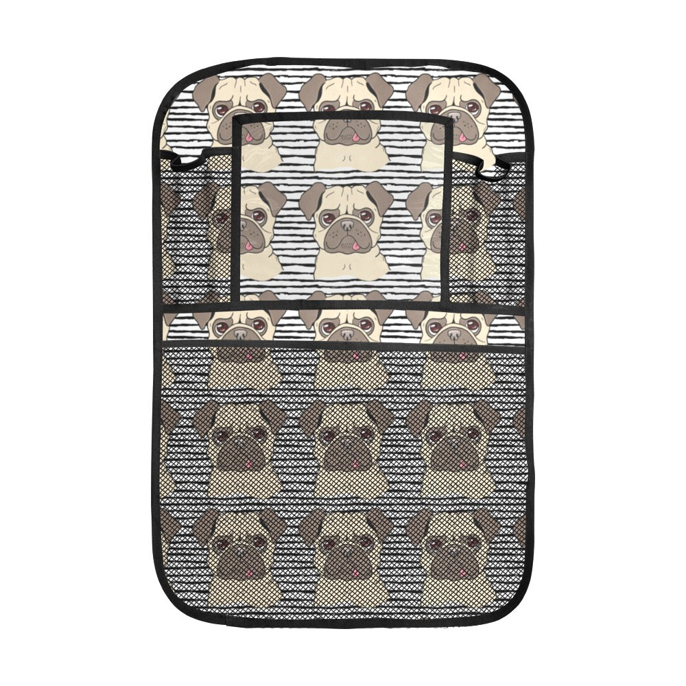 Happy pug pattern Car Seat Back Organizer