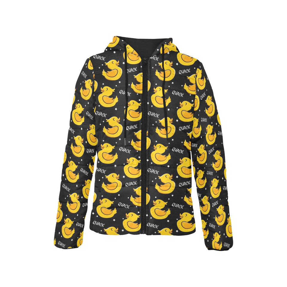 Duck Pattern Print Design 05 Women's Padded Hooded Jacket
