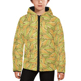 Corn Pattern Print Design 01 Kids' Boys' Girls' Padded Hooded Jacket