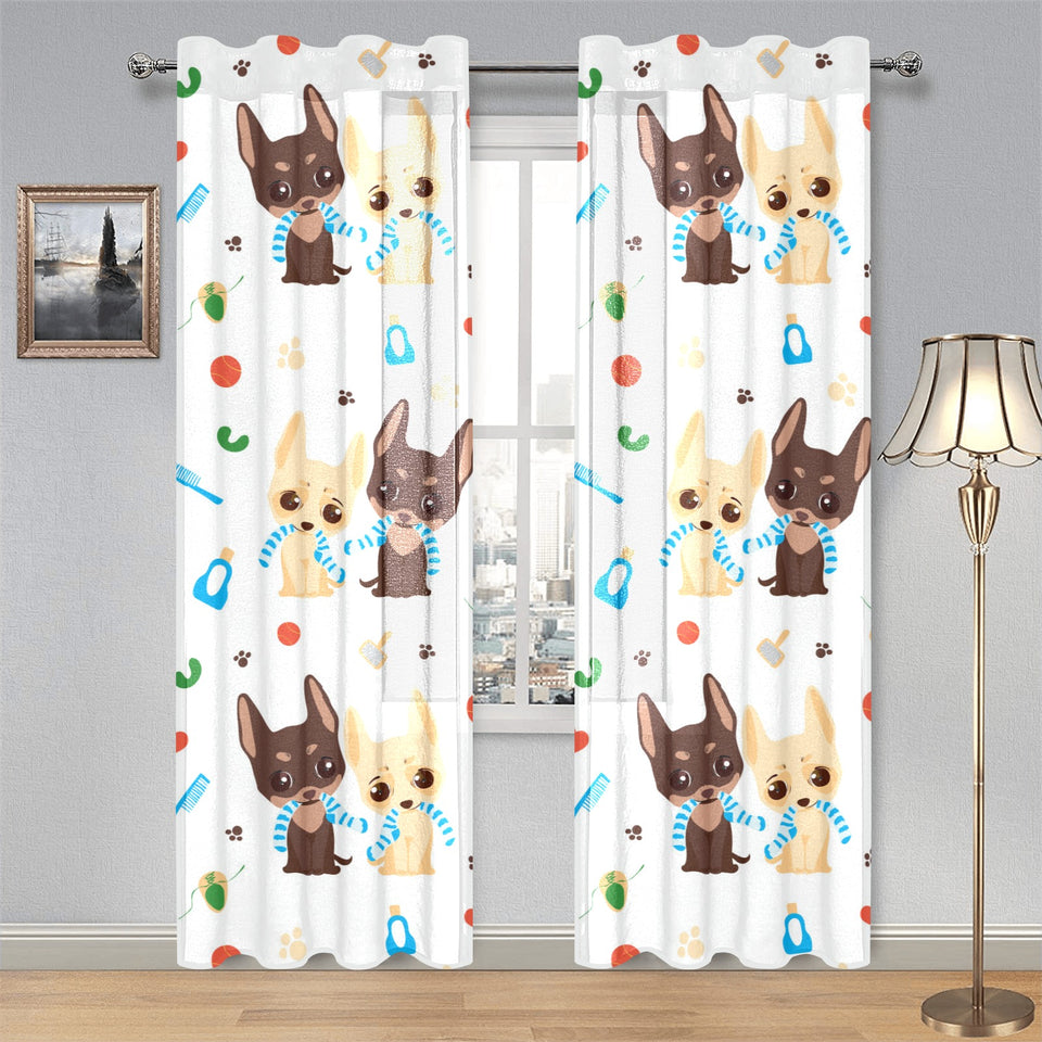 Cute Chihuahua dog pattern Gauze Curtain