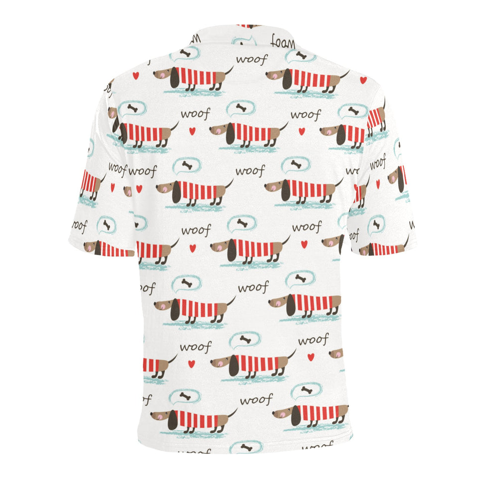 Cute dachshund bone pattern Men's All Over Print Polo Shirt
