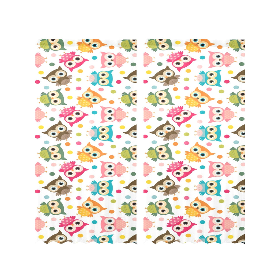 Color cute owl pattern Gauze Curtain