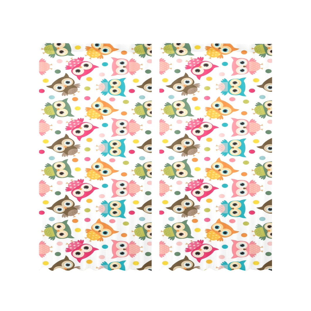 Color cute owl pattern Gauze Curtain