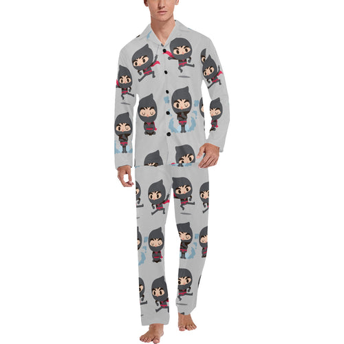 Cute ninja pattern Men's Long Pajama Set