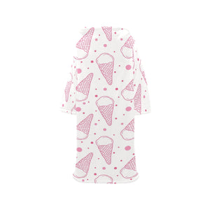 Hand drawn ice cream pattern Blanket Robe with Sleeves