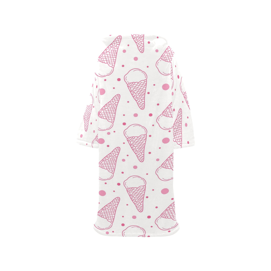 Hand drawn ice cream pattern Blanket Robe with Sleeves