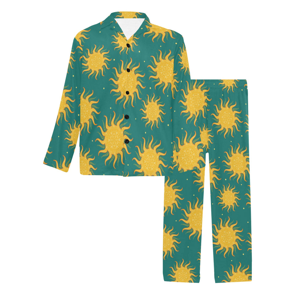 Sun green background Men's Long Pajama Set