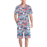 Hand drawn colorful starfish Men's V-Neck Short Pajama Set
