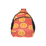 Oranges pattern red background All Over Print Chest Bag
