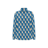 Golden Retriever Pattern Print Design 03 Women's Long Sleeve Polo Shirt