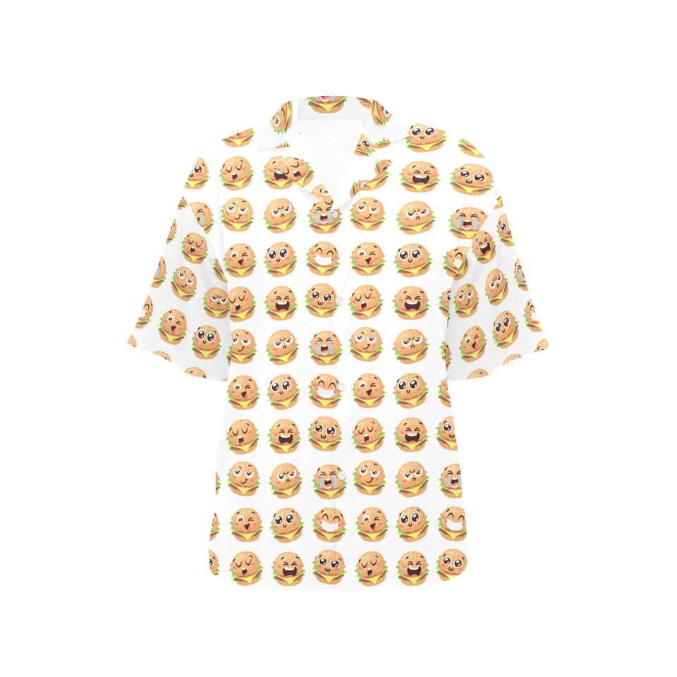 Hamburger Pattern Print Design 04 Women's All Over Print Hawaiian Shirt
