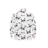 Hand Drawn faces of pandas pattern Men's Long Sleeve Polo Shirt