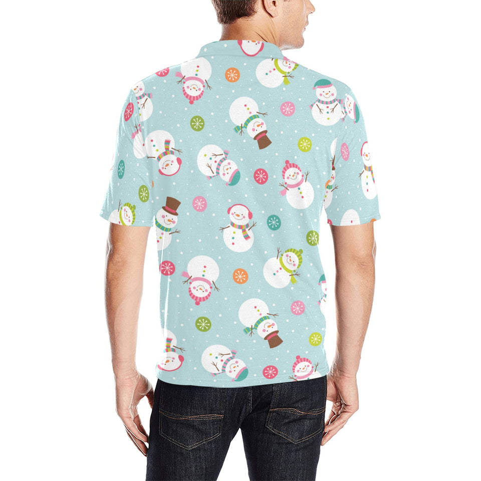 Cute snowman snowflake pattern Men's All Over Print Polo Shirt