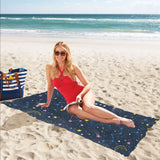 space pattern with planets, comets, constellations Beach Towel