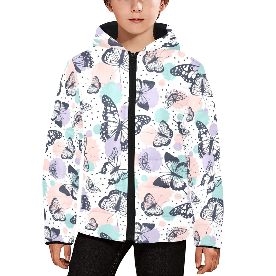 Butterfly pattern Kids' Boys' Girls' Padded Hooded Jacket