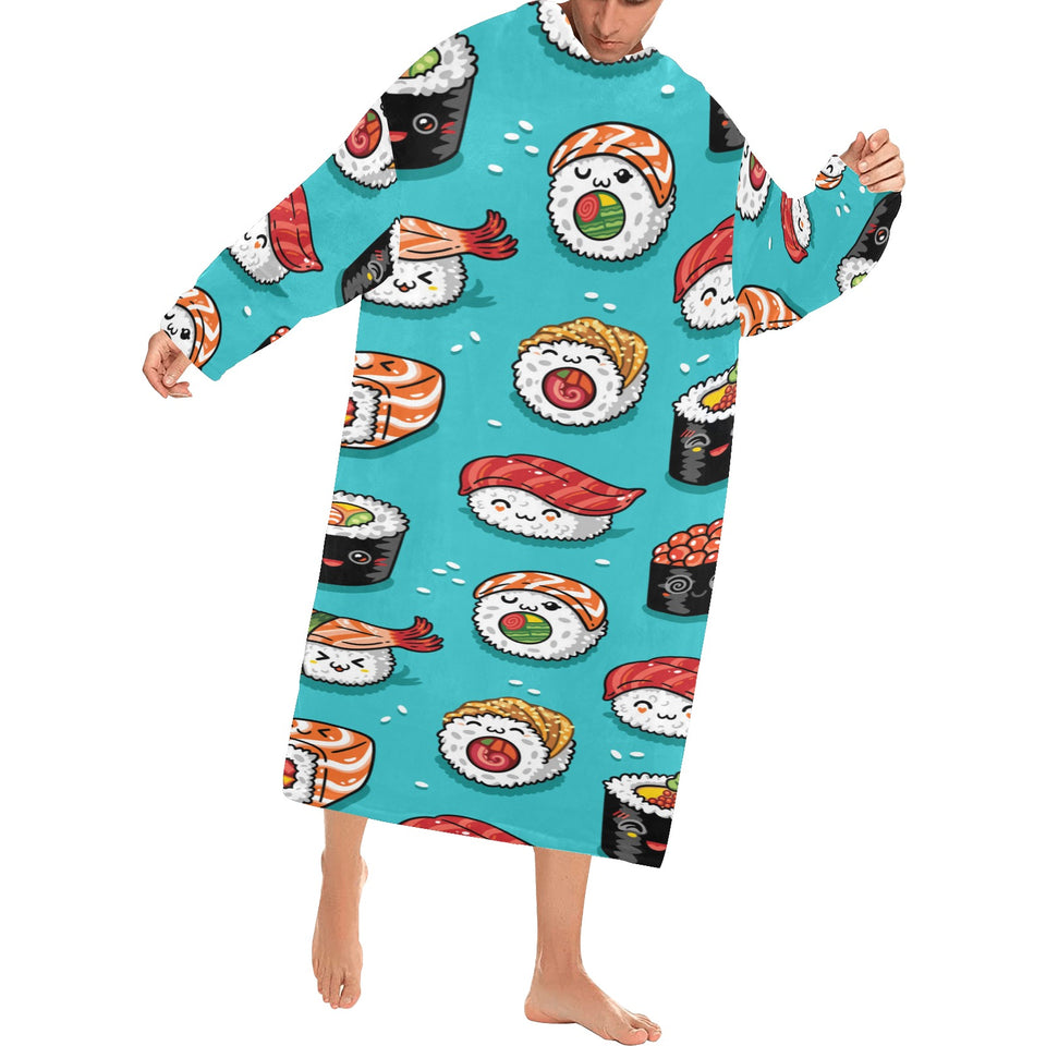Cute sushi pattern Blanket Robe with Sleeves