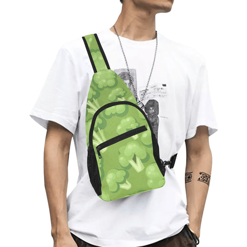 Broccoli pattern green background All Over Print Chest Bag