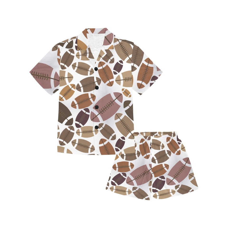 American football ball pattern Kids' Boys' Girls' V-Neck Short Pajama Set